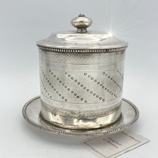 Biscottiera Antica in argento sheffield scatola silver plate porta biscotti 800