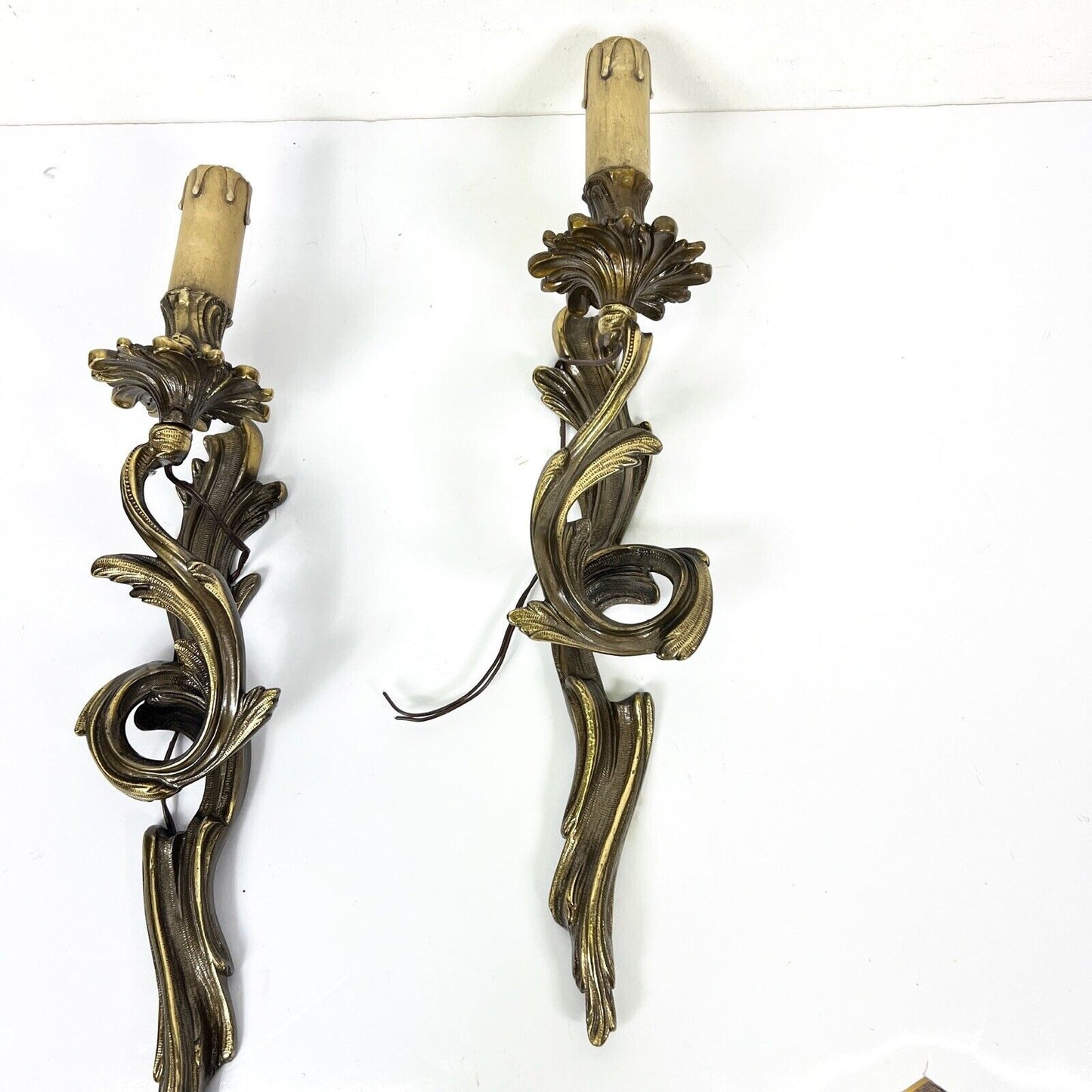 Applique vintage in ottone bronzo a una fiamma luce Lampade stile antico parete