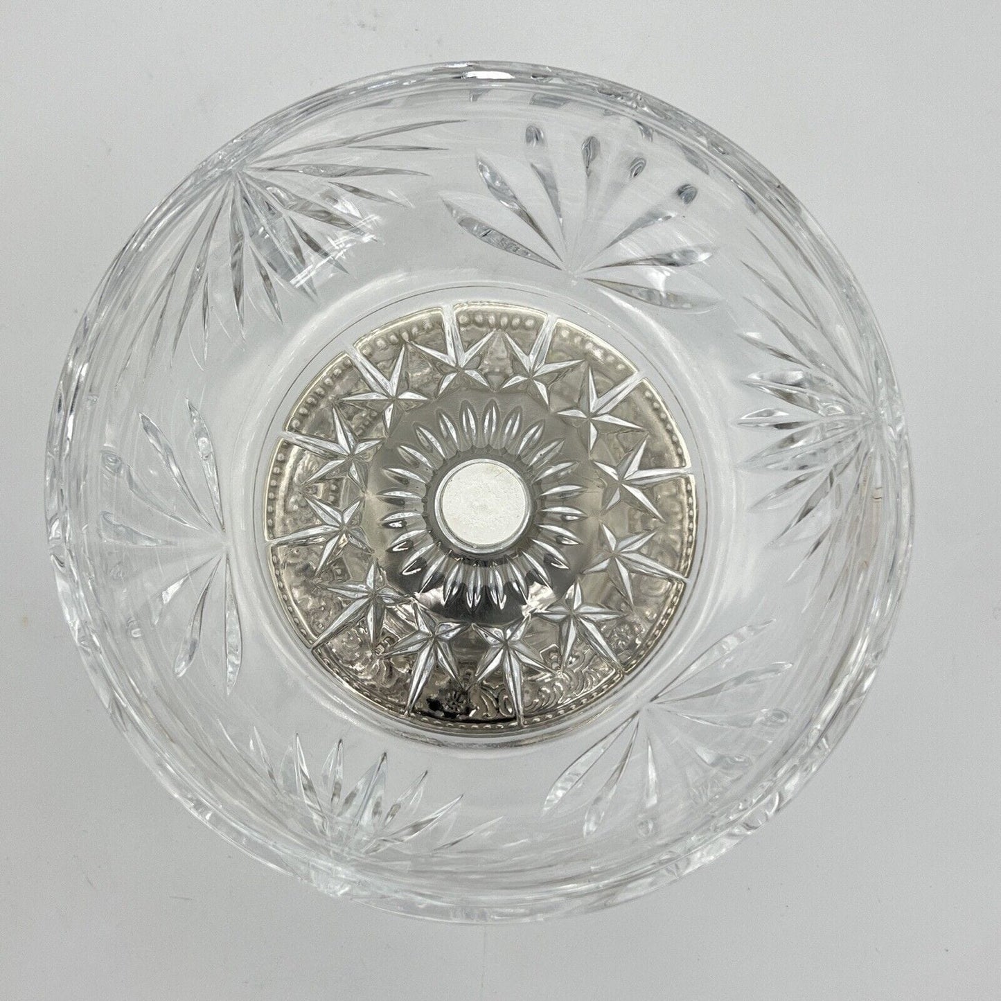 Vasetto portafiori antico in cristallo vetro silver plated ciotola porta fiori