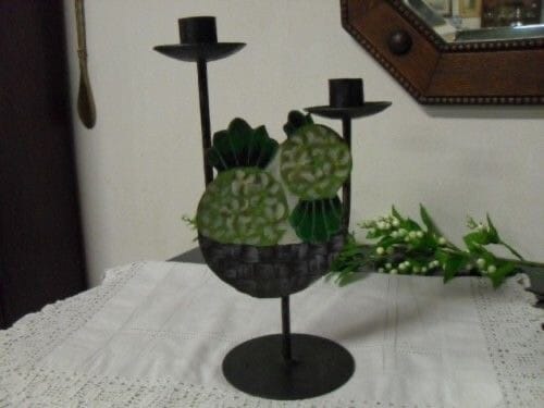CANDELABRO D'EPOCA IN FERRO  PORTACANDELA  VINTAGE CANDELIERE SHABBY CHIC Categoria  Vintage