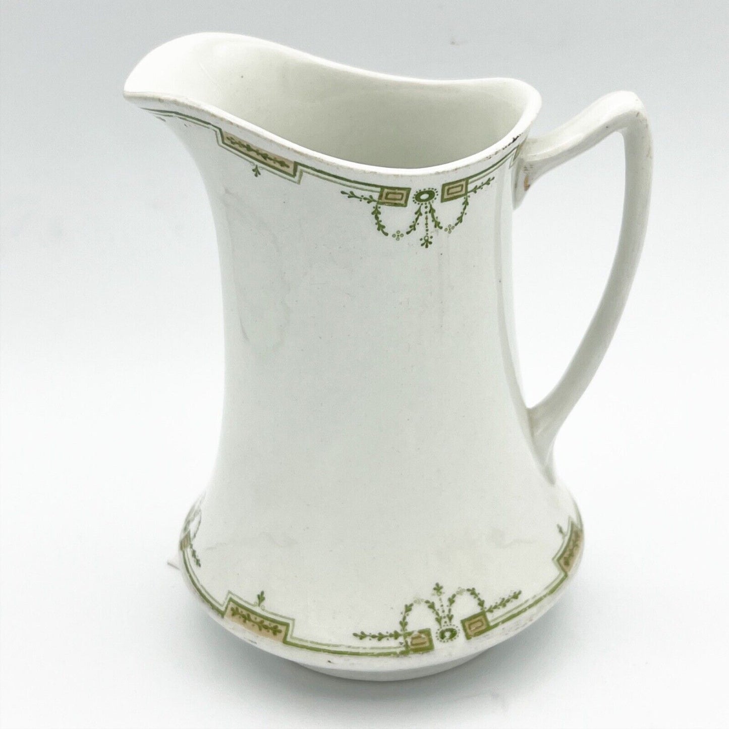 Antica Caraffa in ceramica bianca verde Inglese brocca epoca 900 vaso versatoio