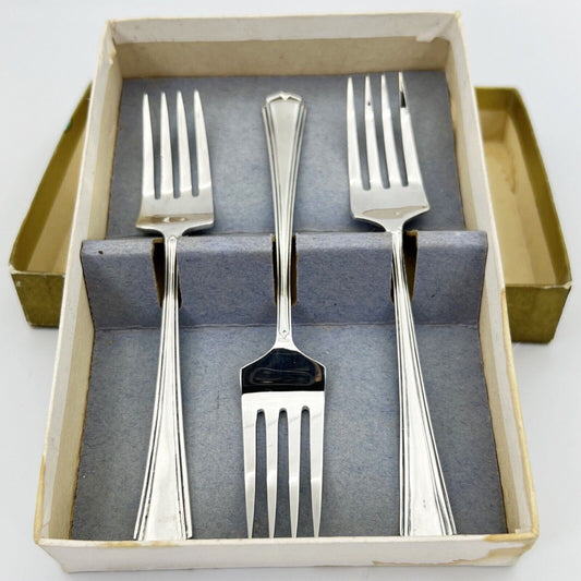Antico set di Forchettine Stile Deco anni 30 in argento sheffield forchetta
