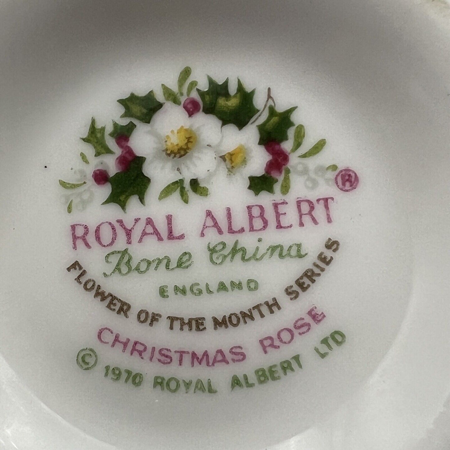 Tazza in porcellana Royal Albert mese tazzina da caffè inglese Dicembre 1970