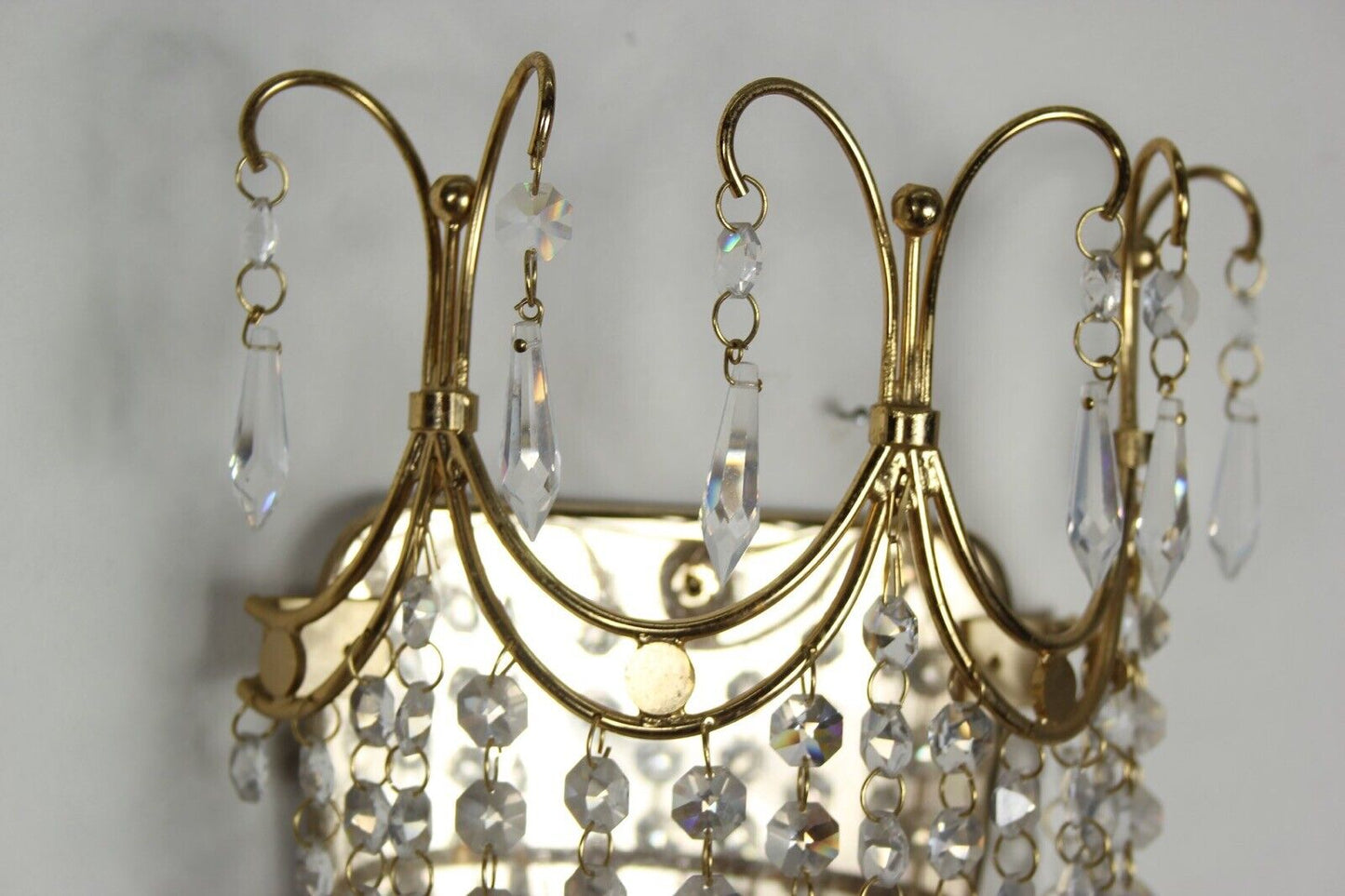 Applique metallo ottone oro e strass in cristallo Swarovski Lampada da parete