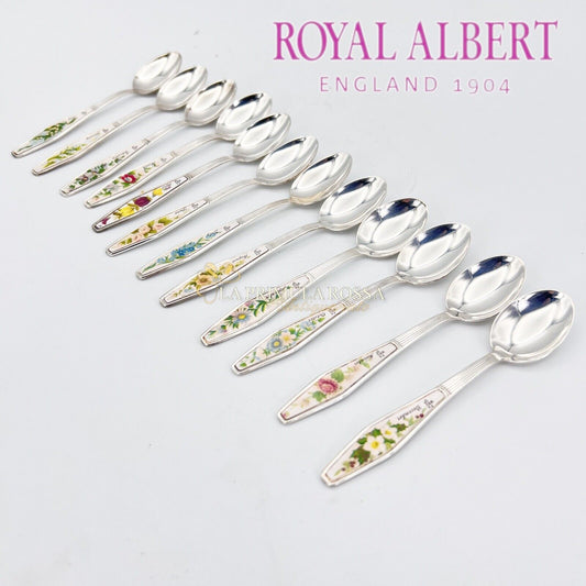 Cucchiaini in silver plated da tè The o caffè Royal Albert con mese inglese 1970
