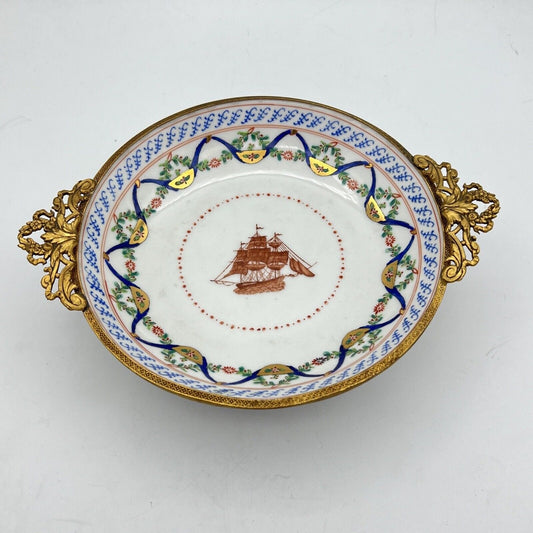 Alzata Piatto Vassoio Alzatina vintage antico in porcellana Limoges e ottone Categoria  Alzate