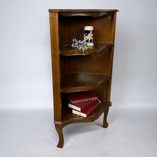 Angoliera antica in legno mobile ad angolo libreria tavolino con ripiani anni 50 Categoria  Vetrine