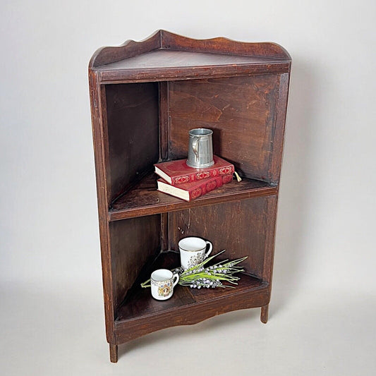 Angoliera antica rustica in legno mobile ad angolo libreria tavolino con ripiani Categoria  Vetrine