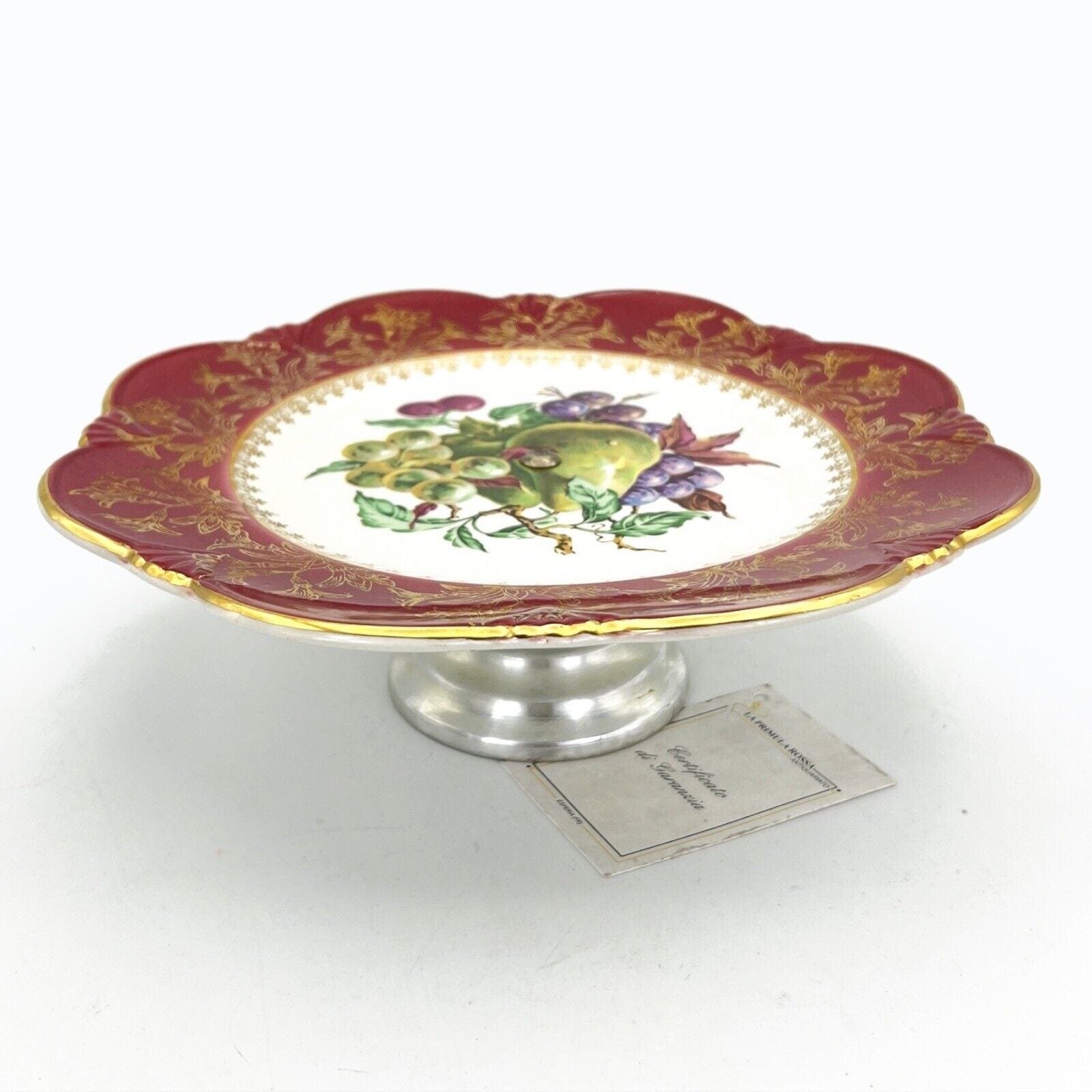 Antica alzata alzatina in ceramica porta dolci fruttiera anni '40 decoro Frutta Categoria  Alzate
