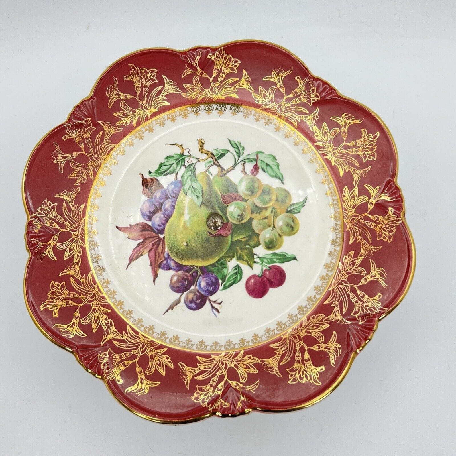 Antica alzata alzatina in ceramica porta dolci fruttiera anni '40 decoro Frutta Categoria  Alzate