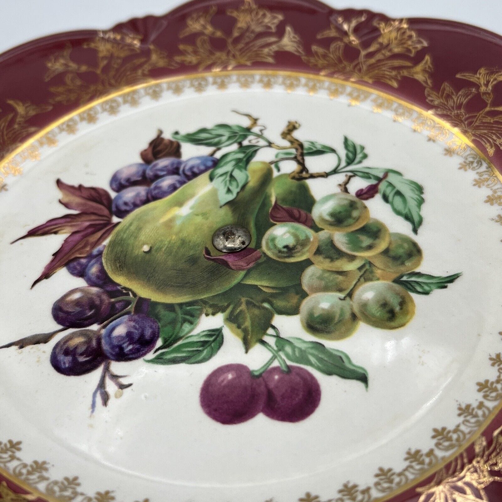 Antica alzata alzatina in ceramica porta dolci fruttiera anni '40 decoro Frutta Categoria  Alzate