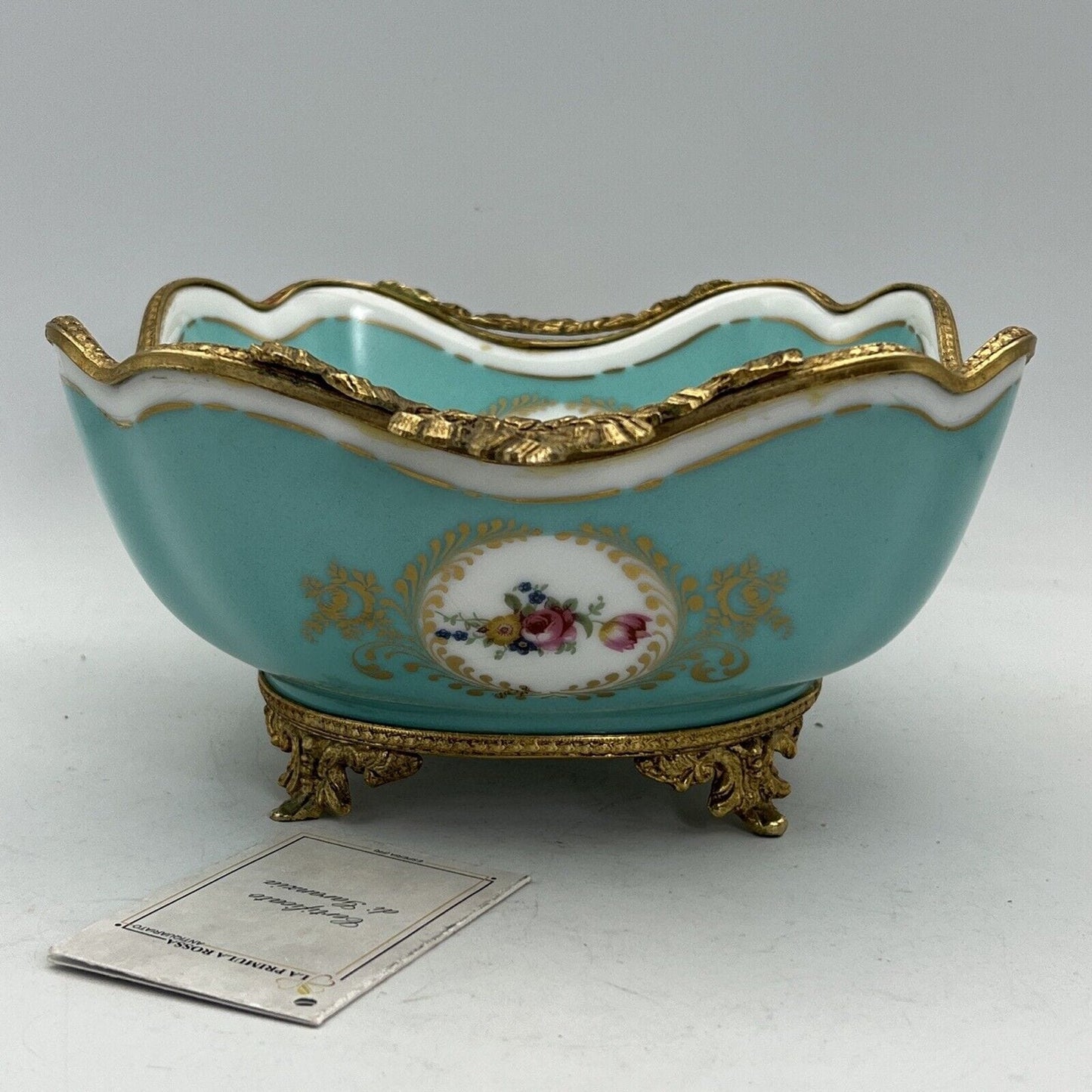 Antica alzata alzatina in porcellana Limoges centrotavola Ciotola vintage fiori Categoria  Alzate
