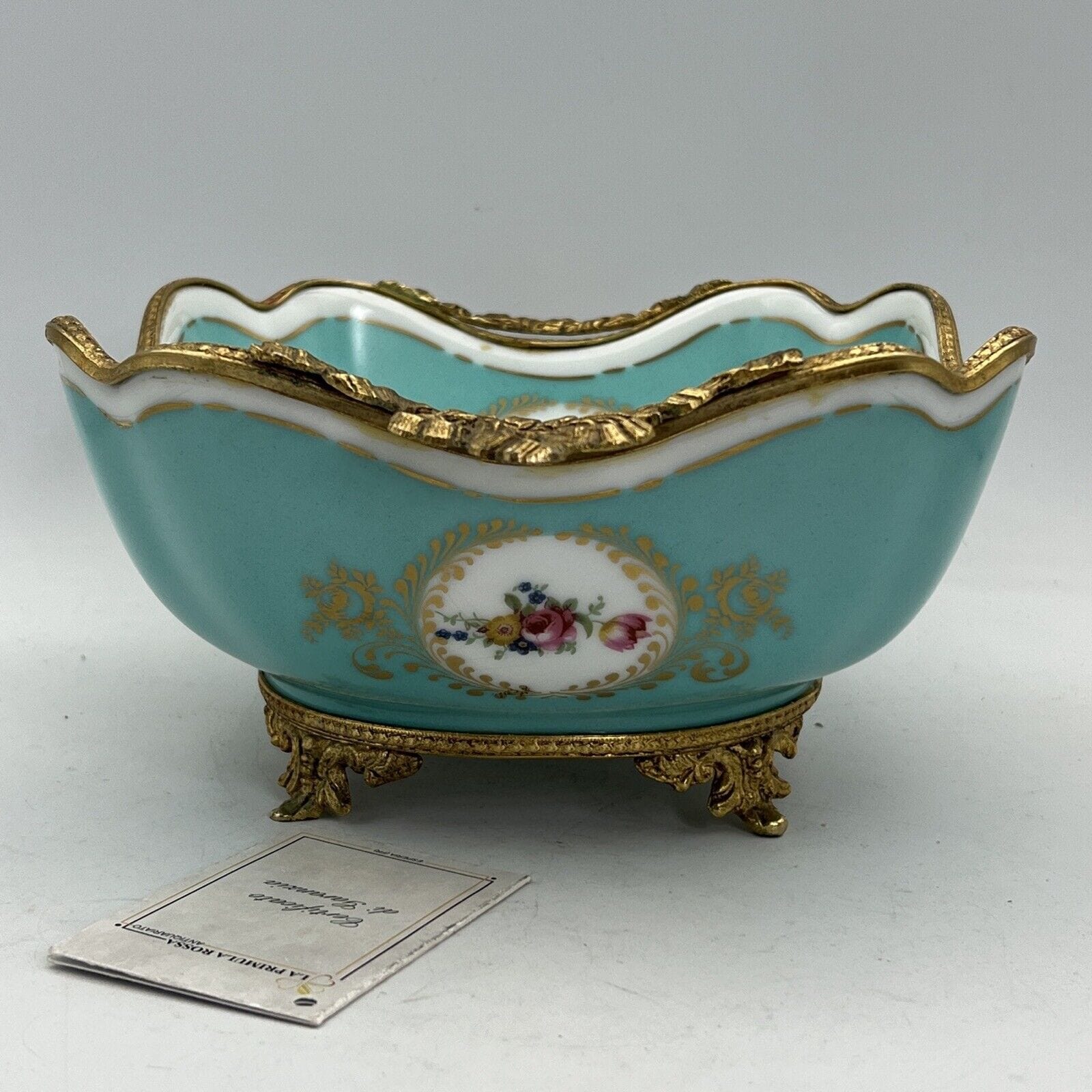 Antica alzata alzatina in porcellana Limoges centrotavola Ciotola vintage fiori Categoria  Alzate