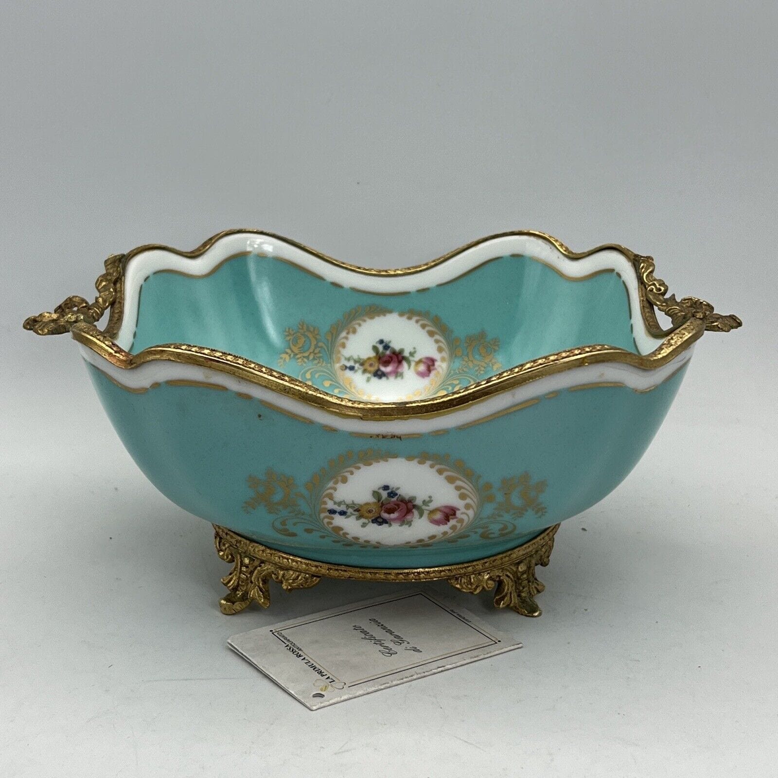 Antica alzata alzatina in porcellana Limoges centrotavola Ciotola vintage fiori Categoria  Alzate