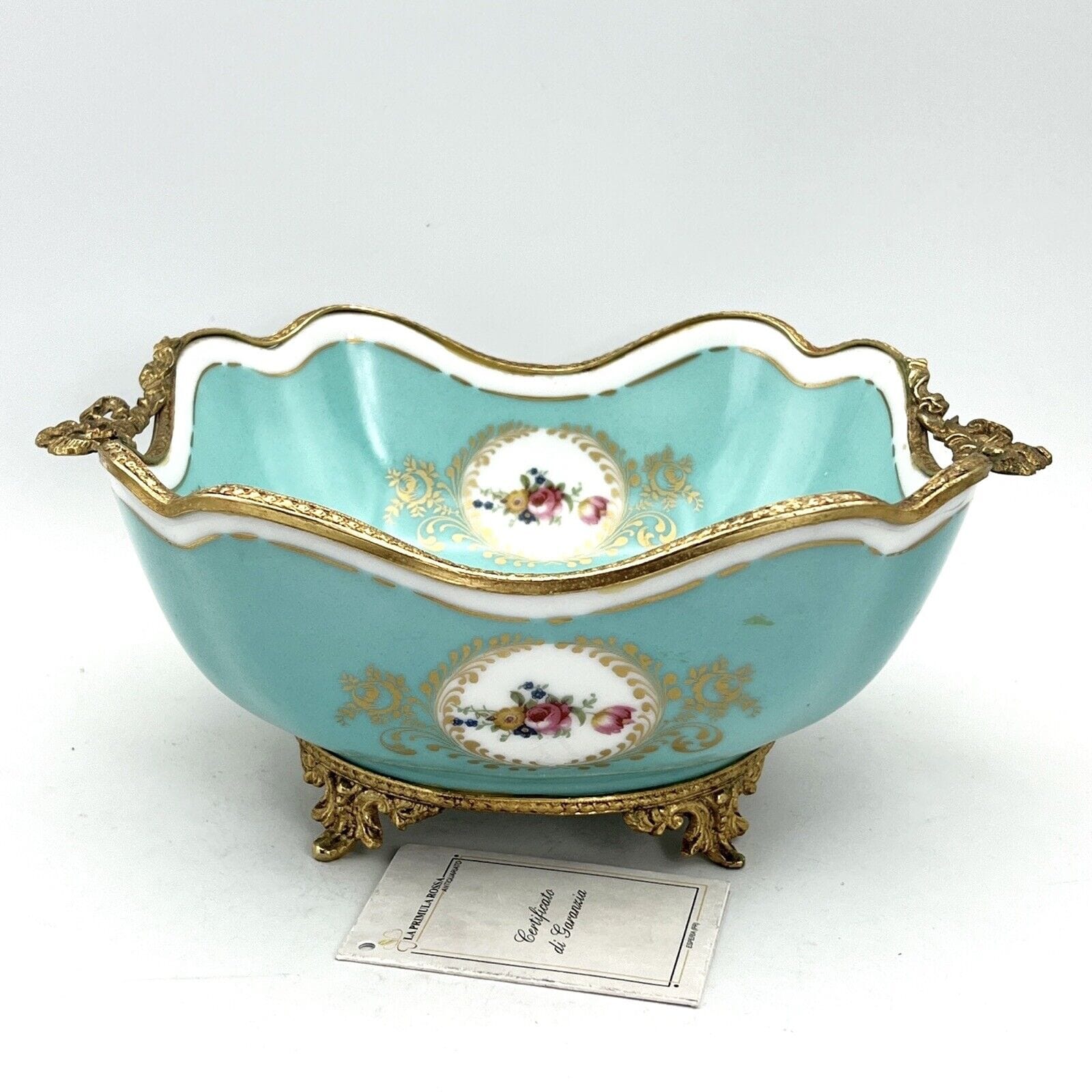 Antica alzata alzatina in porcellana Limoges centrotavola Ciotola vintage fiori Categoria  Alzate