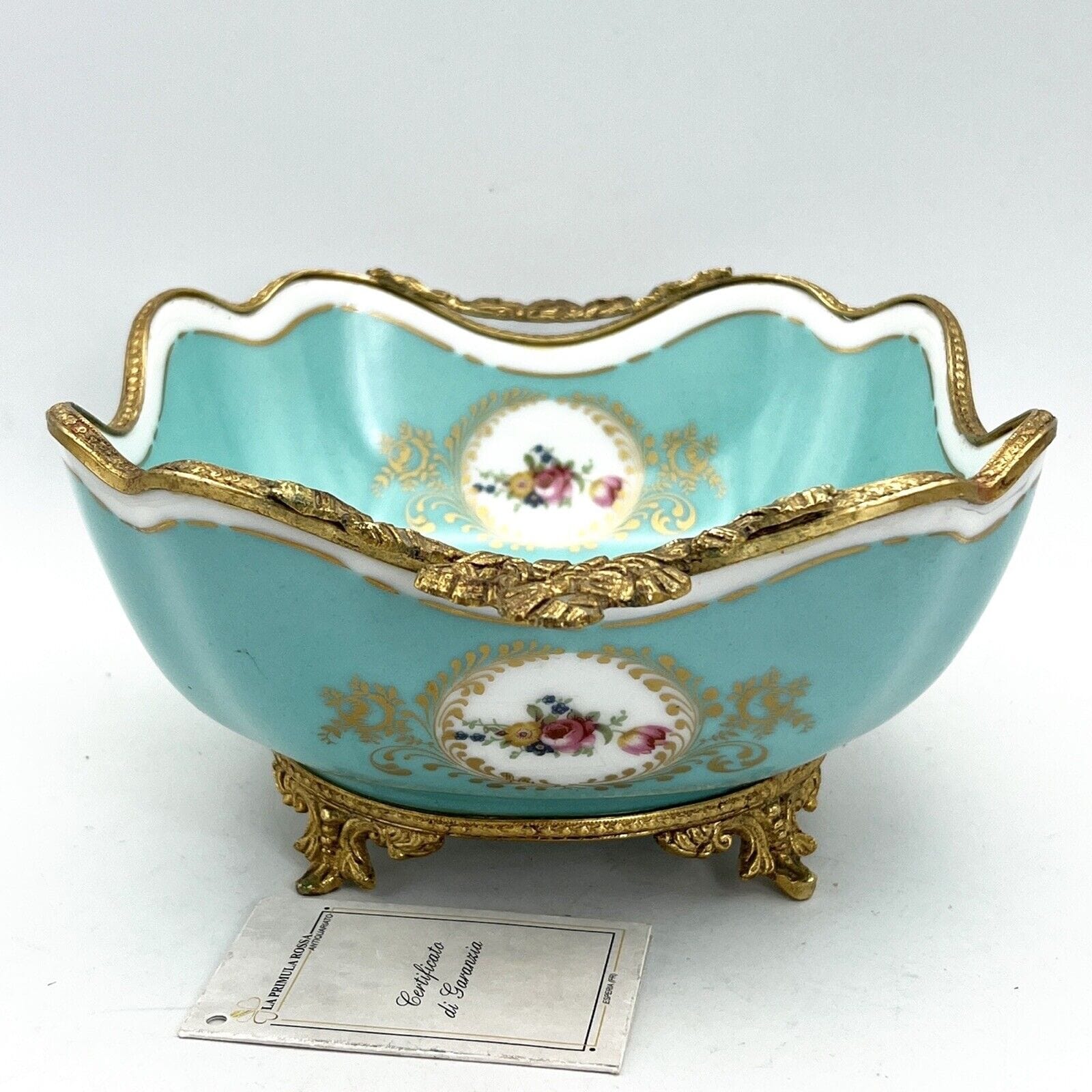 Antica alzata alzatina in porcellana Limoges centrotavola Ciotola vintage fiori Categoria  Alzate