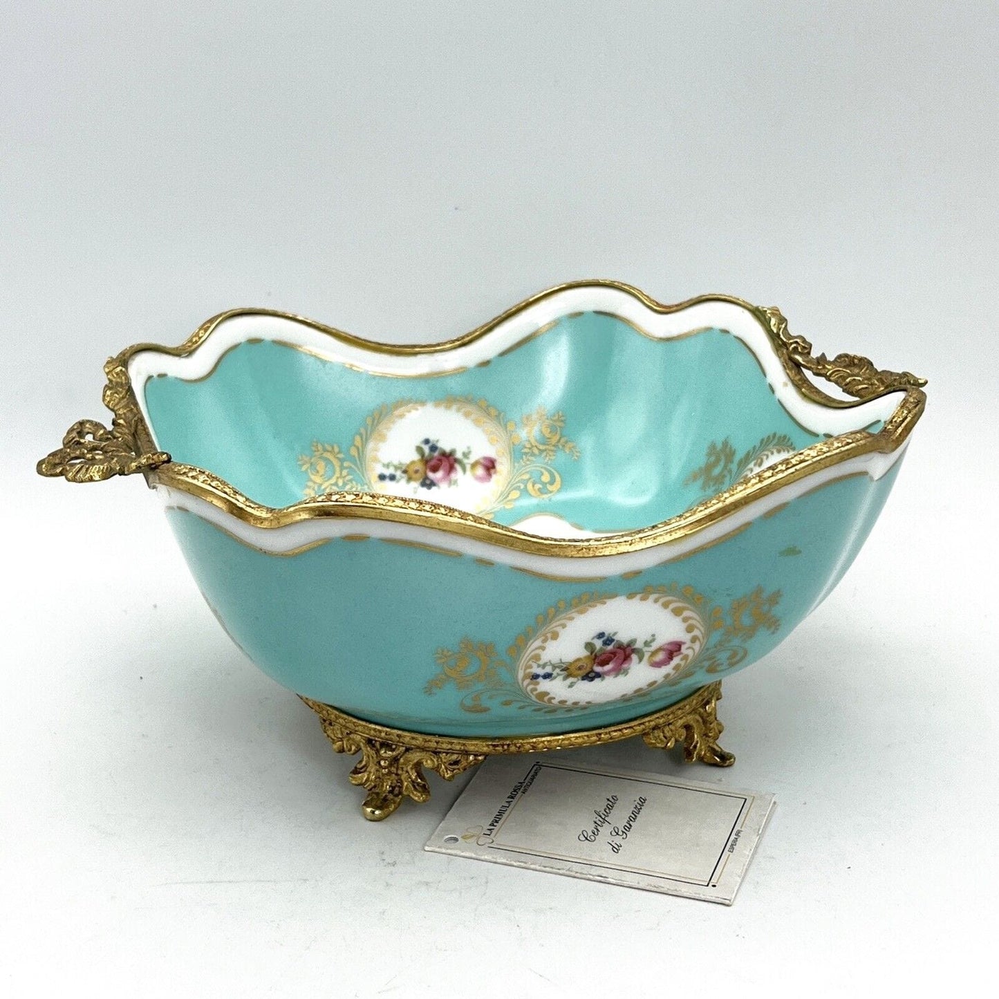 Antica alzata alzatina in porcellana Limoges centrotavola Ciotola vintage fiori Categoria  Alzate