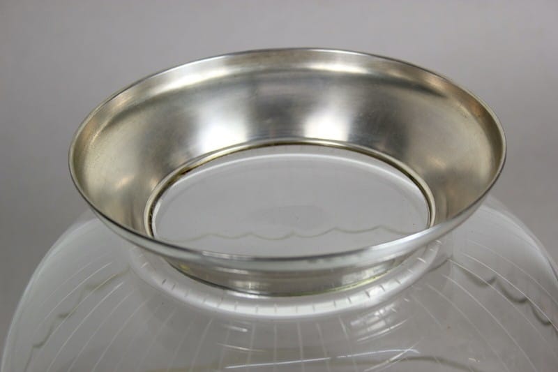 Antica Alzata centrotavola in argento 800  cristallo serigrafato fruttiera coppa Categoria  Sheffield & Argento