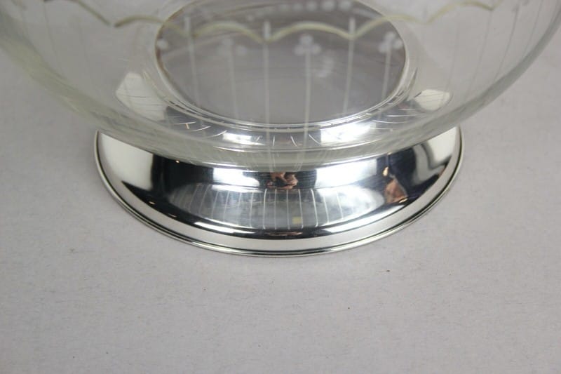 Antica Alzata centrotavola in argento 800  cristallo serigrafato fruttiera coppa Categoria  Sheffield & Argento