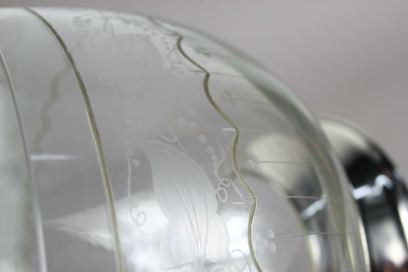 Antica Alzata centrotavola in argento 800  cristallo serigrafato fruttiera coppa Categoria  Sheffield & Argento