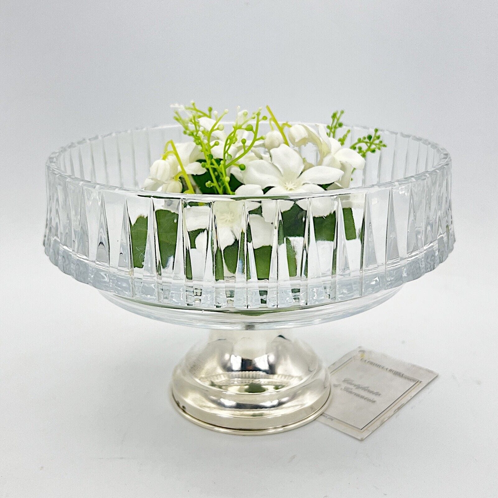 Antica Alzata centrotavola in argento 800 e cristallo molato fruttiera alzatina Categoria  Sheffield & Argento