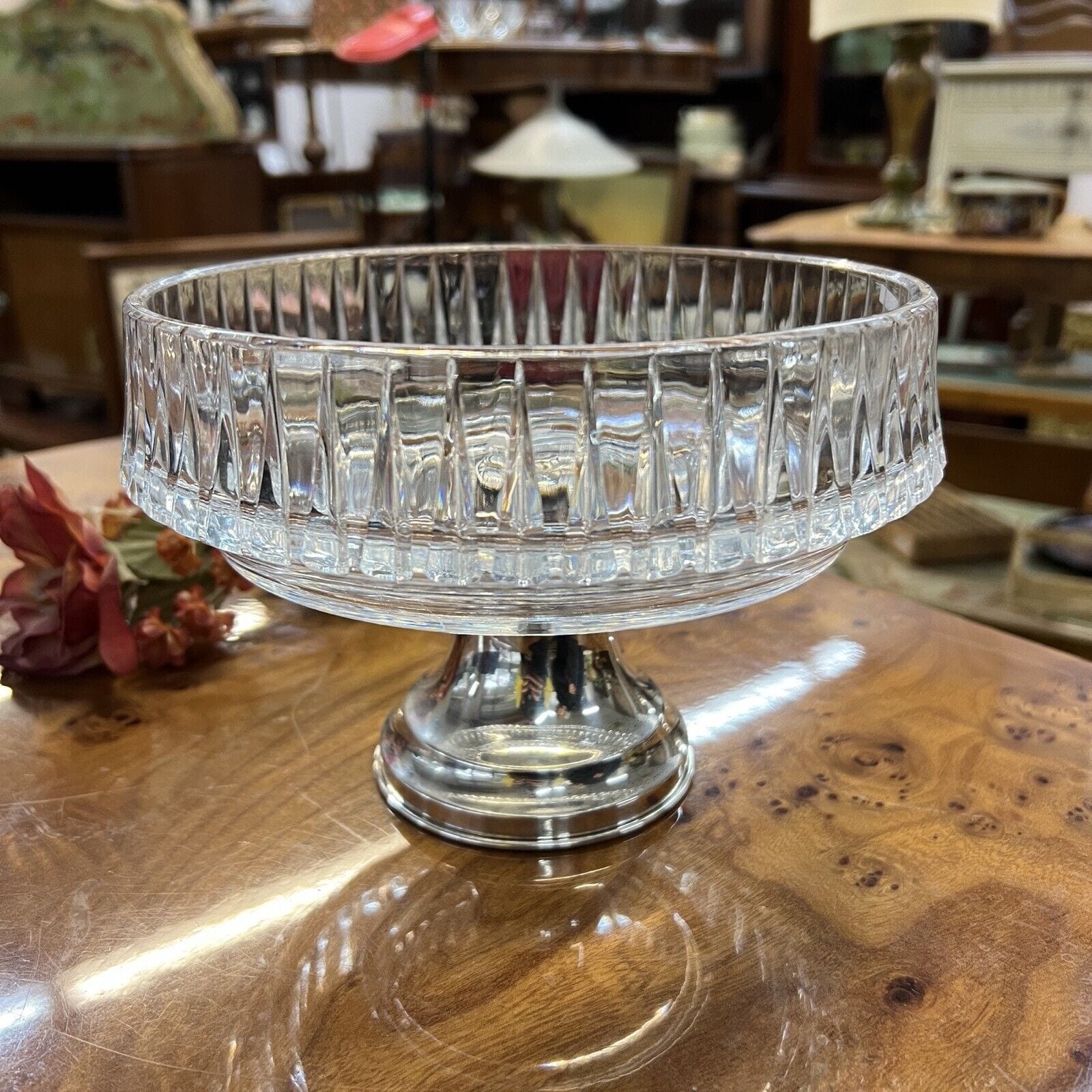 Antica Alzata centrotavola in argento 800 e cristallo molato fruttiera alzatina Categoria  Sheffield & Argento