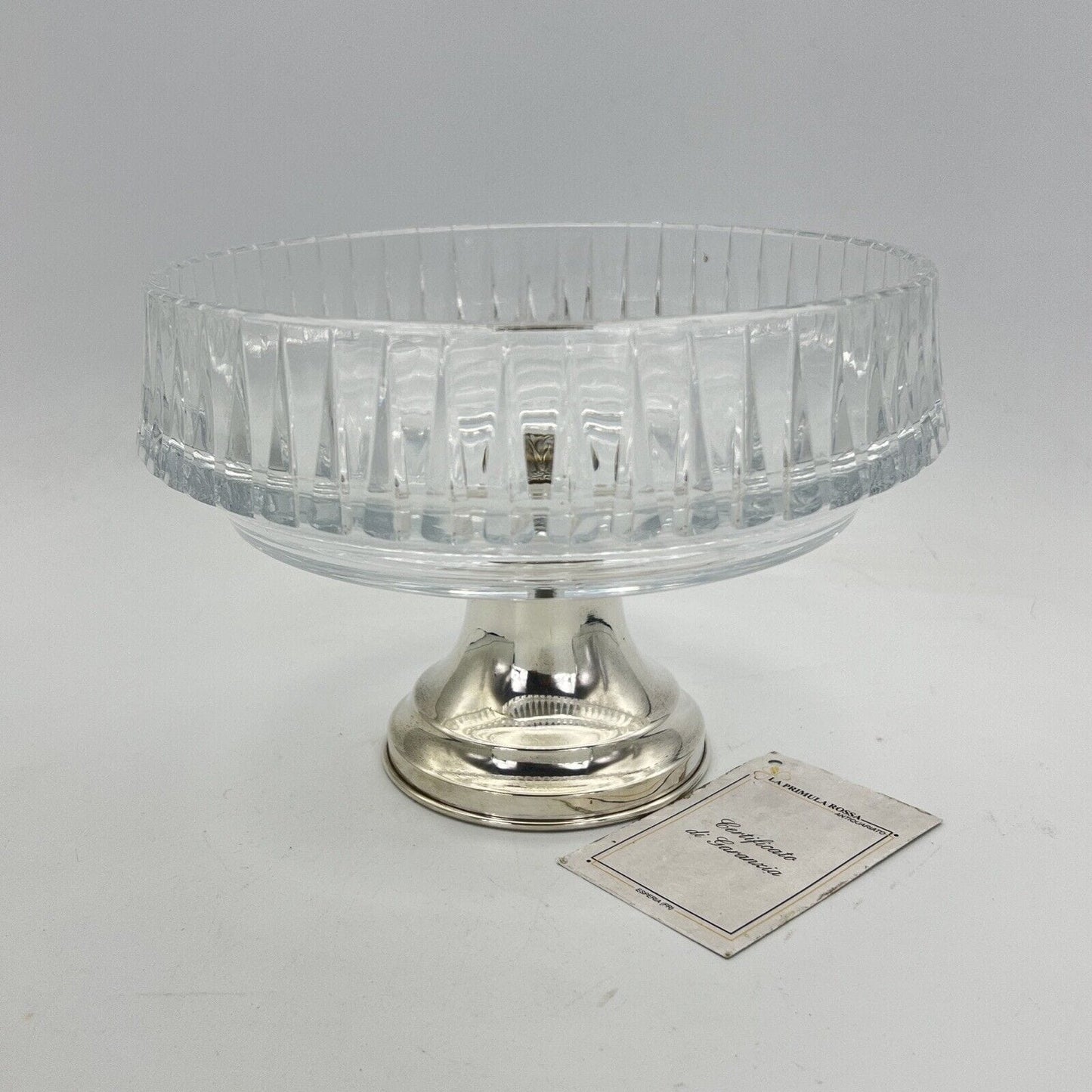 Antica Alzata centrotavola in argento 800 e cristallo molato fruttiera alzatina Categoria  Sheffield & Argento