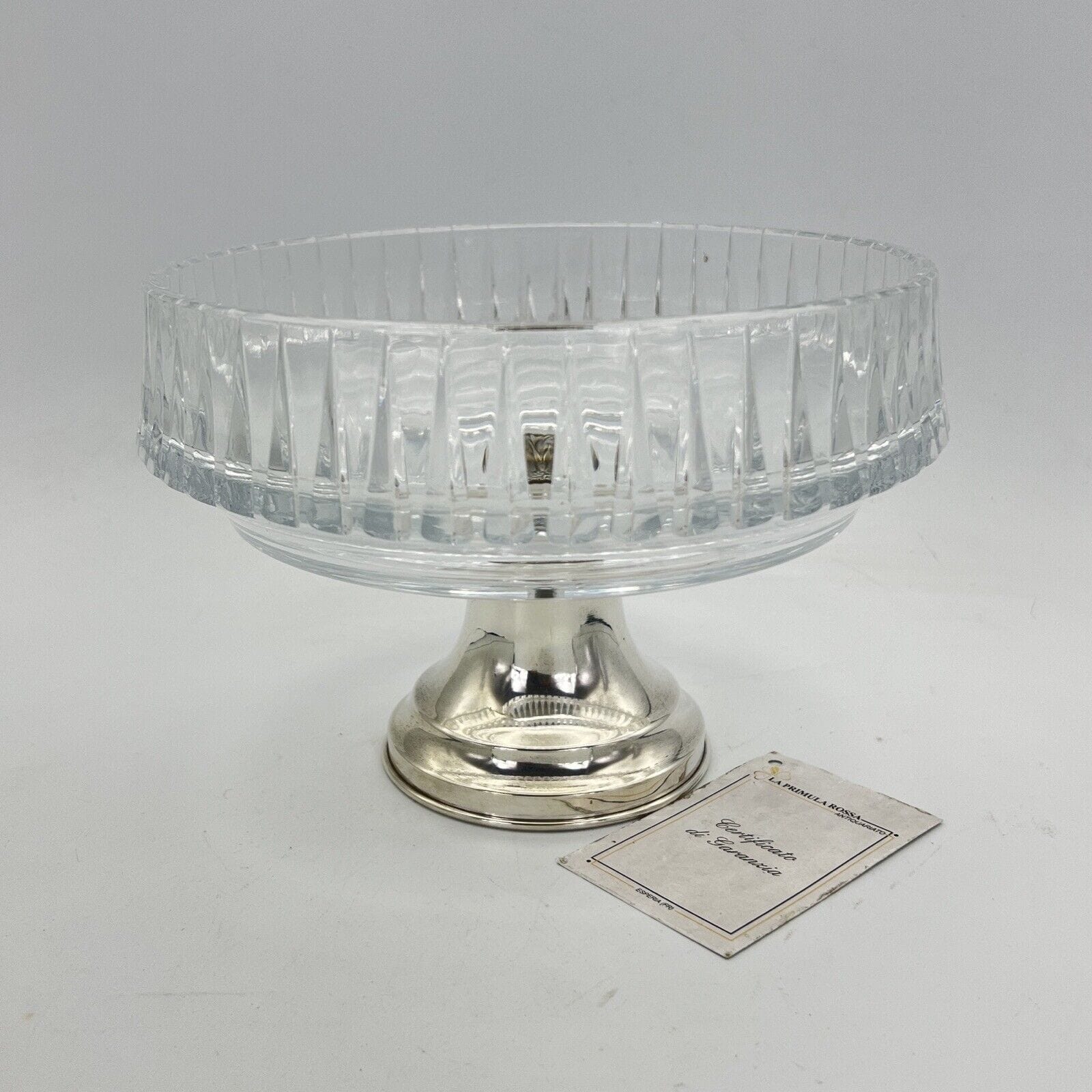 Antica Alzata centrotavola in argento 800 e cristallo molato fruttiera alzatina Categoria  Sheffield & Argento