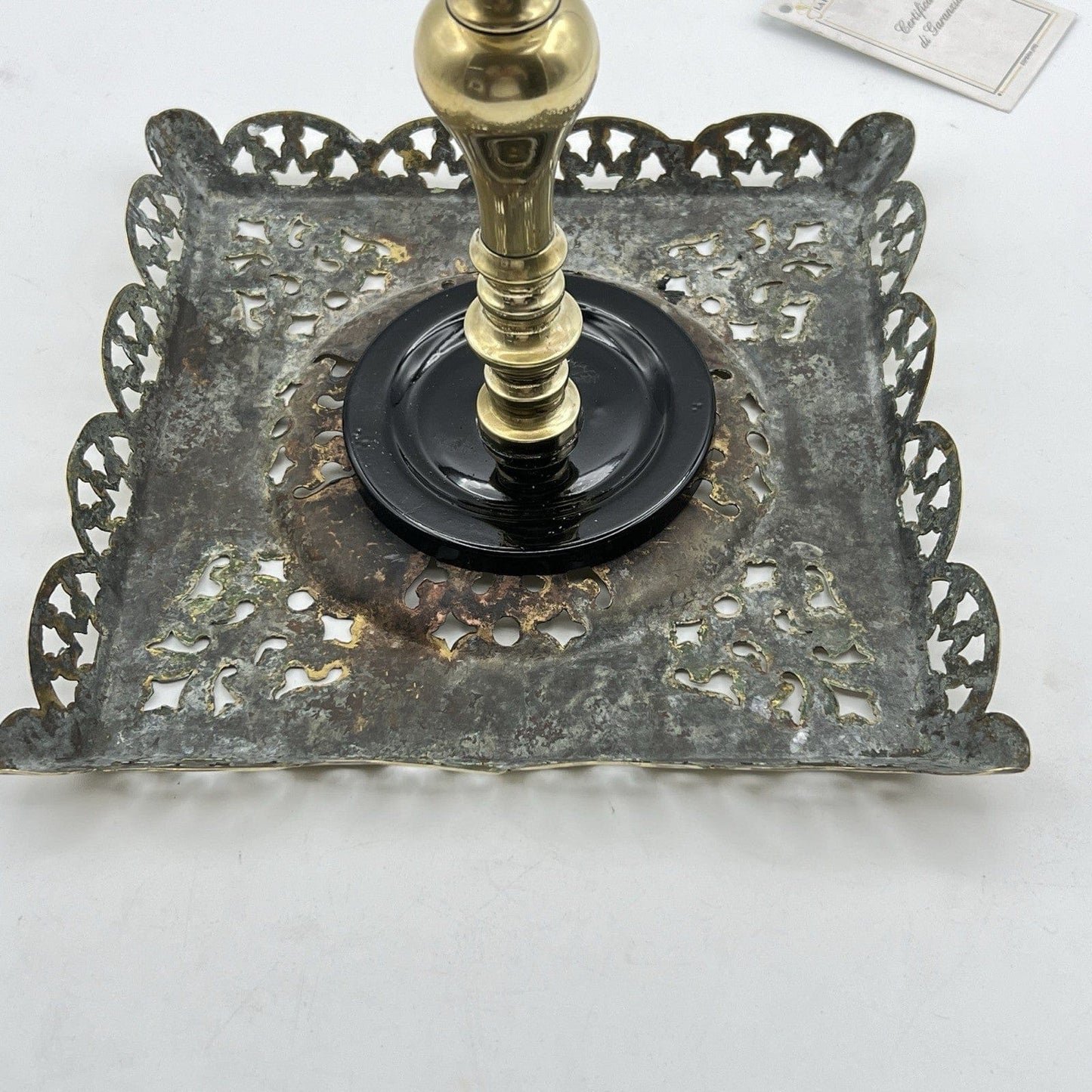 Antica alzata centrotavola porta teiera in Ottone epoca '800 piedistallo Inglese Categoria  altro