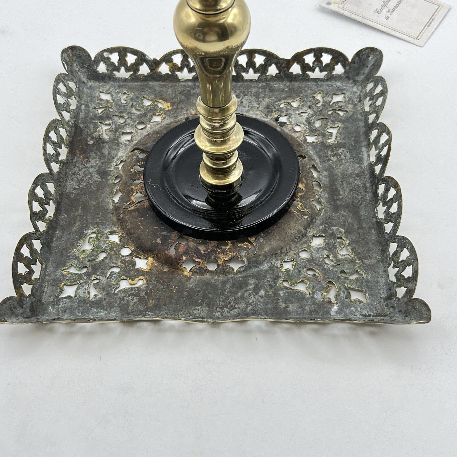 Antica alzata centrotavola porta teiera in Ottone epoca '800 piedistallo Inglese Categoria  altro