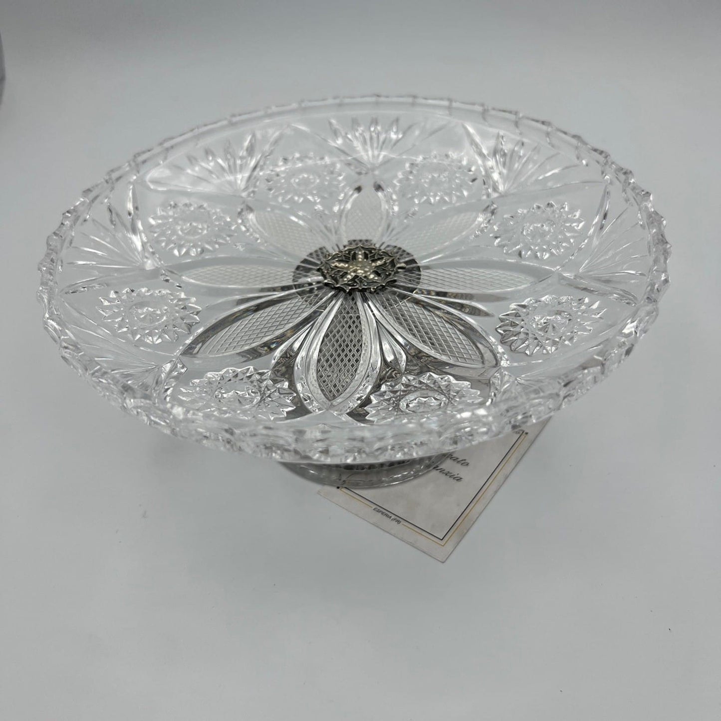 Antica Alzata porta bon bon dolci in argento 800 e vetro molato alzatina Categoria  Sheffield & Argento
