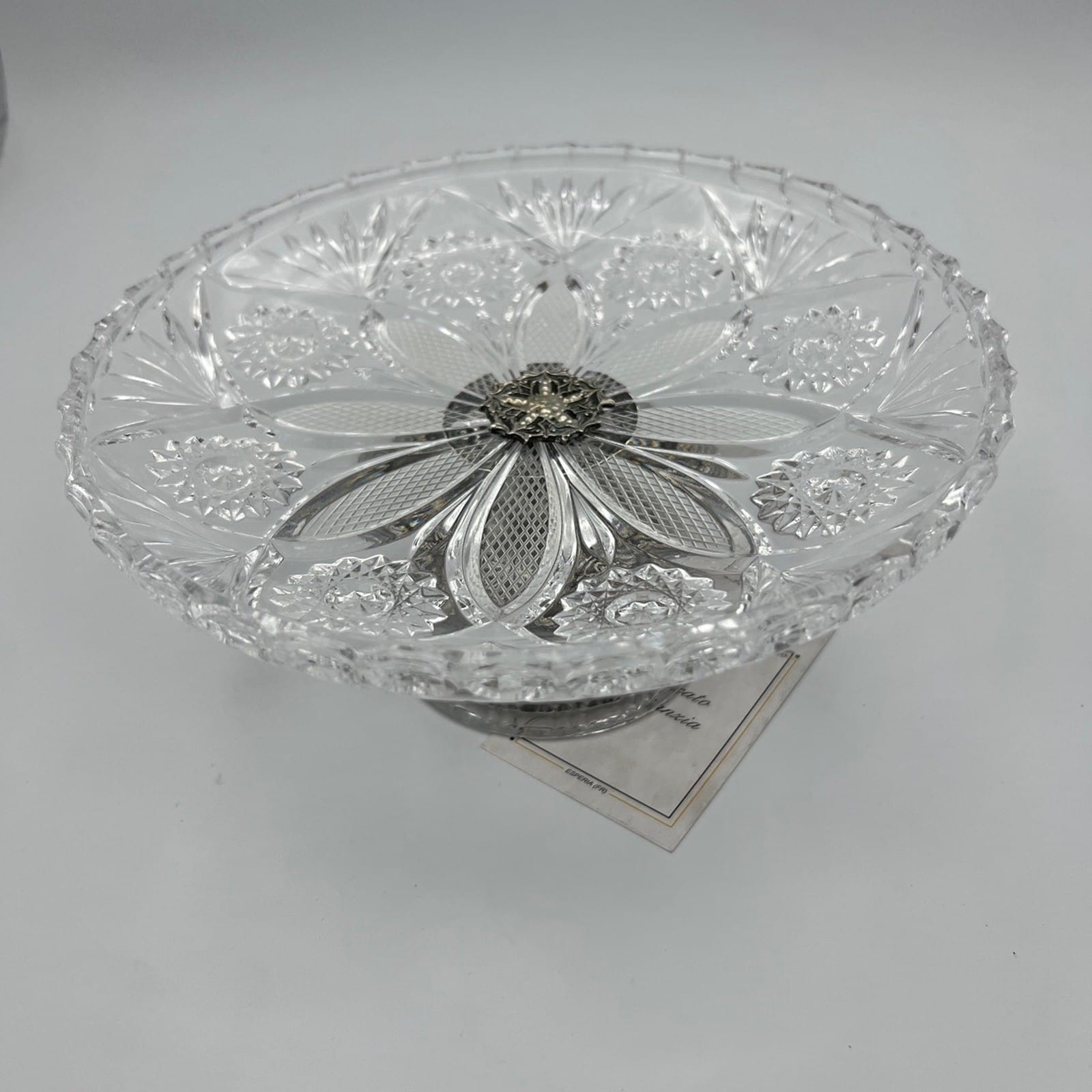 Antica Alzata porta bon bon dolci in argento 800 e vetro molato alzatina Categoria  Sheffield & Argento