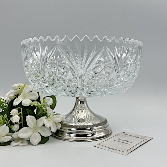 Antica Alzata porta frutta  in argento 800 e cristallo molato alzatina anni 50 Categoria  Sheffield & Argento