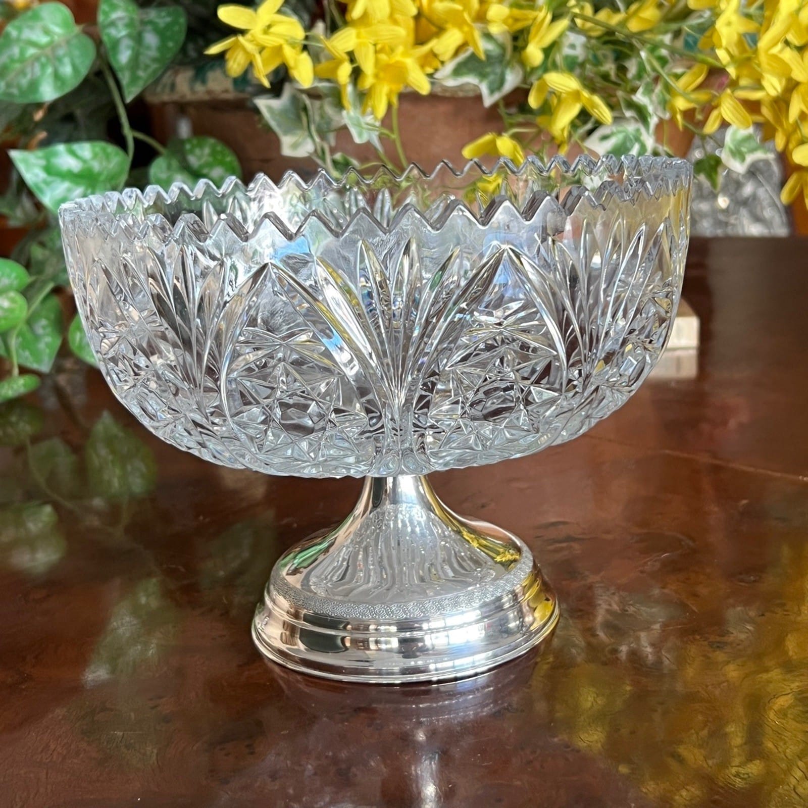 Antica Alzata porta frutta  in argento 800 e cristallo molato alzatina anni 50 Categoria  Sheffield & Argento