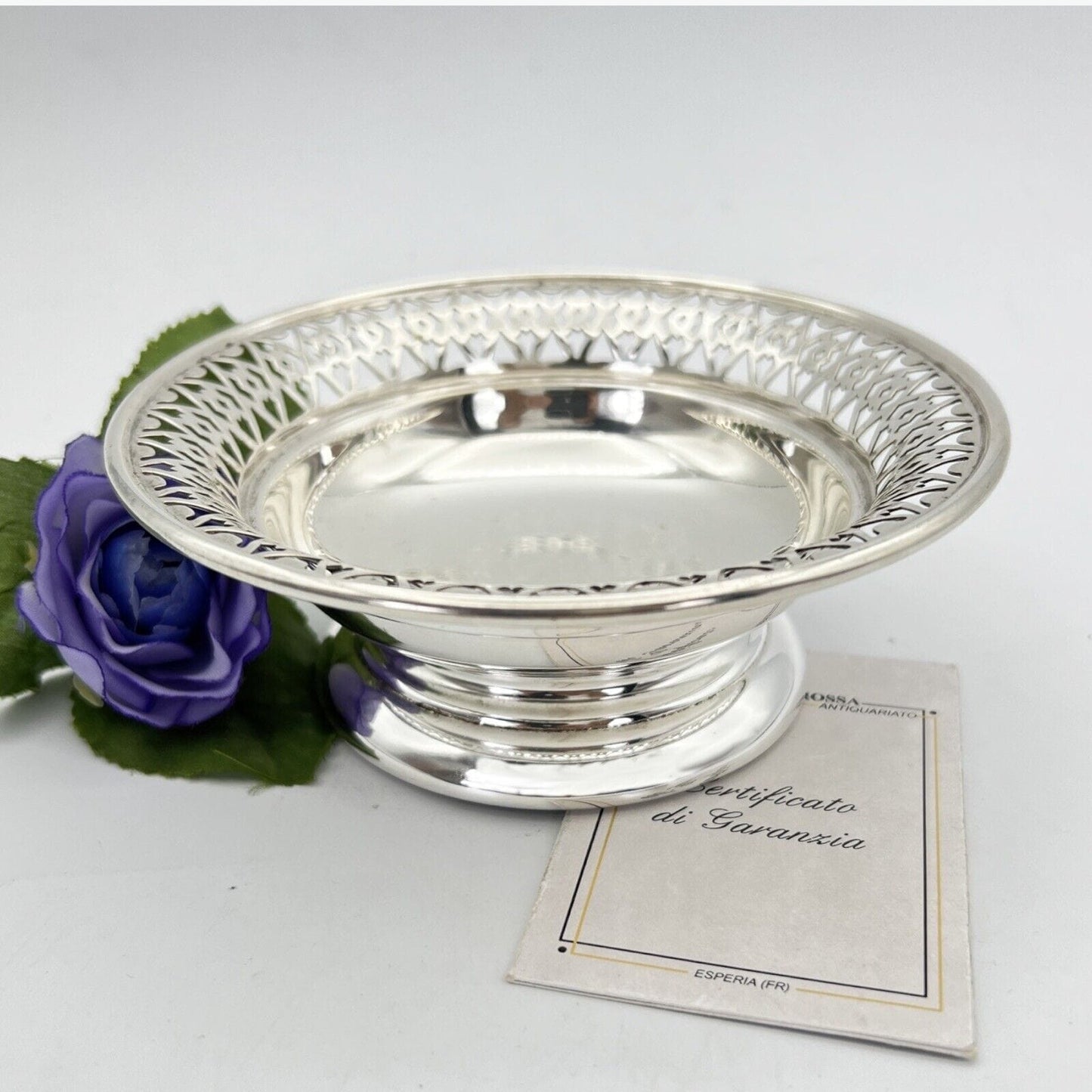 Antica alzatina in argento sheffield ciotolina in silver plate bowl d'epoca 900 Categoria  Sheffield & Argento