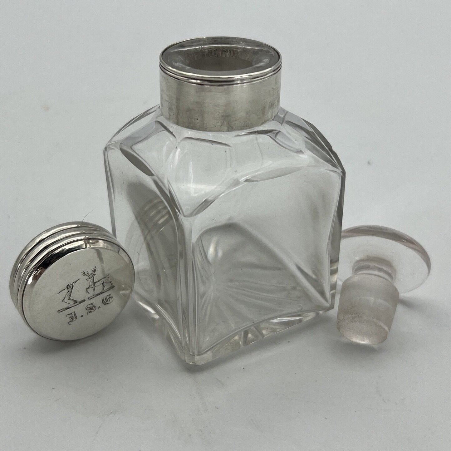 Antica boccetta porta profumo in vetro e Argento Ampolla Contenitore epoca 800 Categoria  Sheffield & Argento