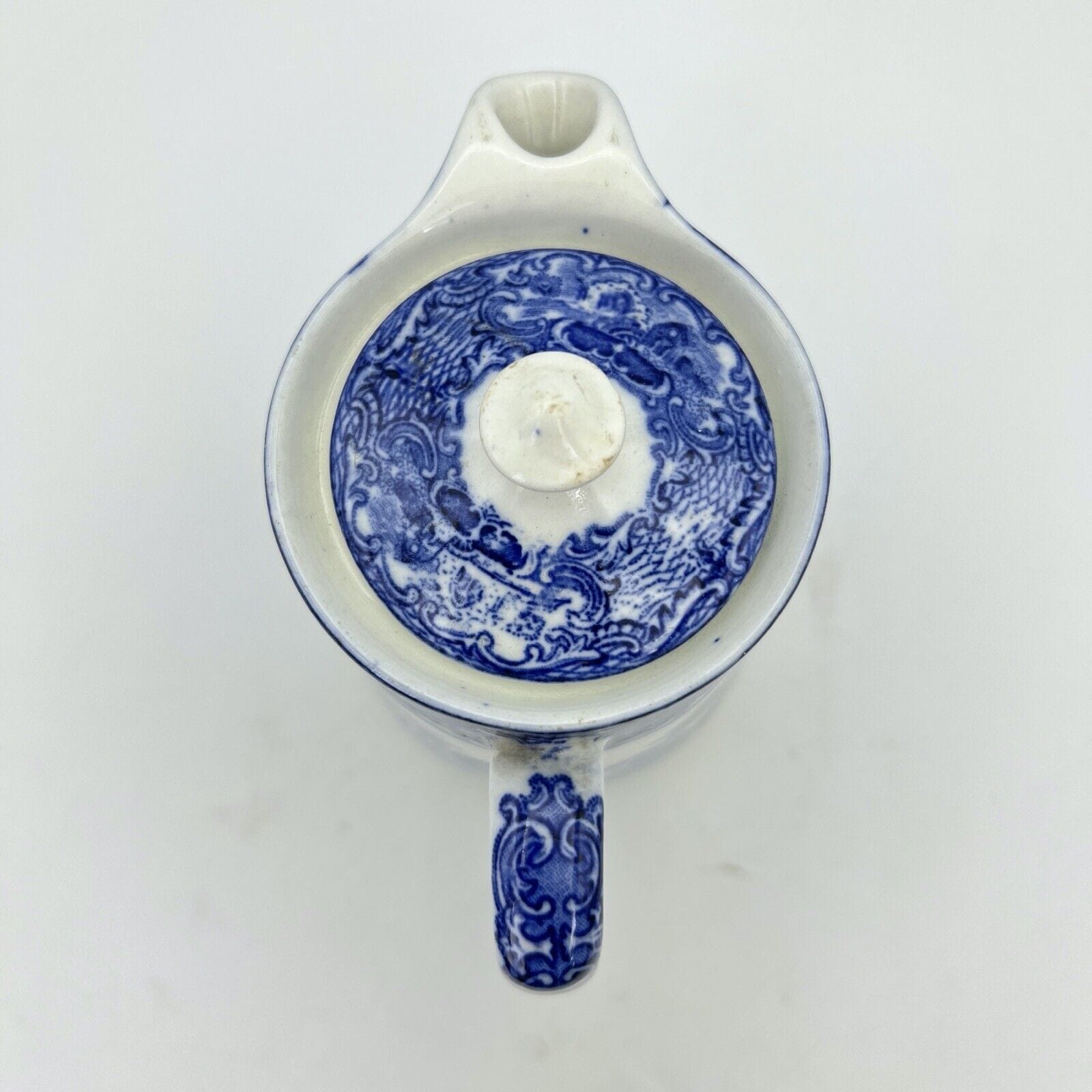 Antica caffettiera in porcellana bianca e blu Inglese Caraffa Teiera epoca 800 Categoria  Servizio tazze - Tazze