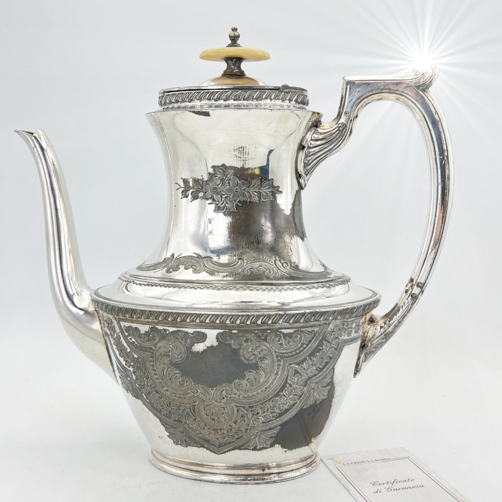 Antica Caffettiera Inglese in Argento Silver plated sheffield teiera 800 incisa Categoria  Sheffield & Argento