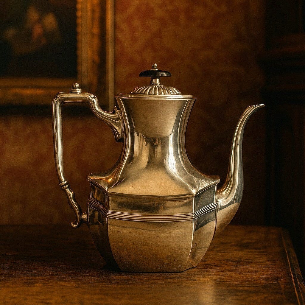 Antica Caffettiera inglese in argento silver plated sheffield Teiera epoca 800 Categoria  Sheffield & Argento