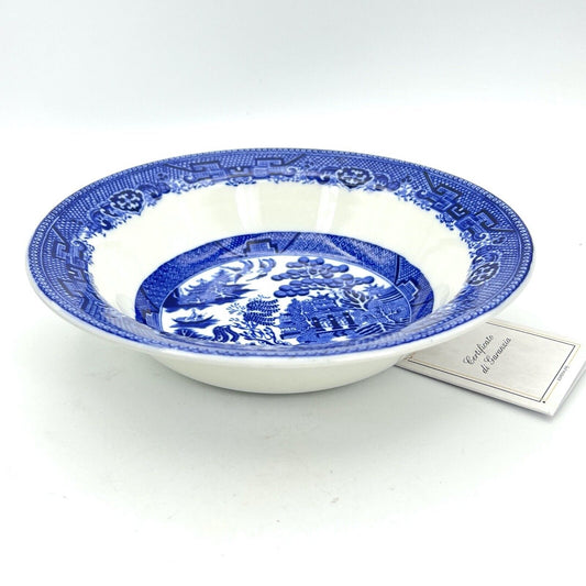 Antica ciotola insalatiera fruttiera  colore bianco e blu decoro Willow 1920 Categoria  Centrotavola e Ciotole