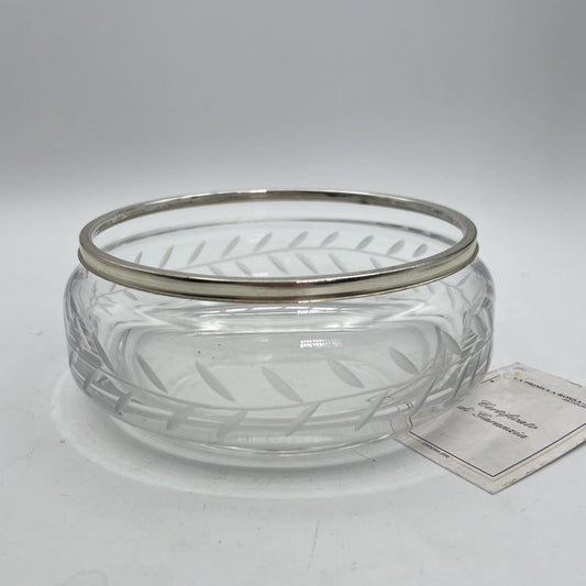Antica ciotola porta bon bon in Argento 800 Cristallo vetro serigrafato anni 70 Categoria  Sheffield & Argento