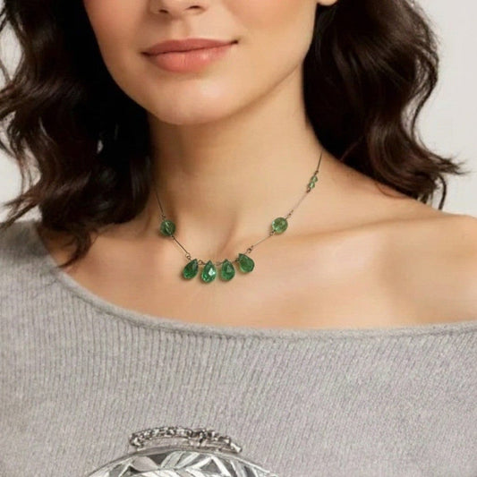 Antica Collana da per donna Collier con perle in cristallo Verde girocollo '30 Categoria  Bigiotteria & Accessori