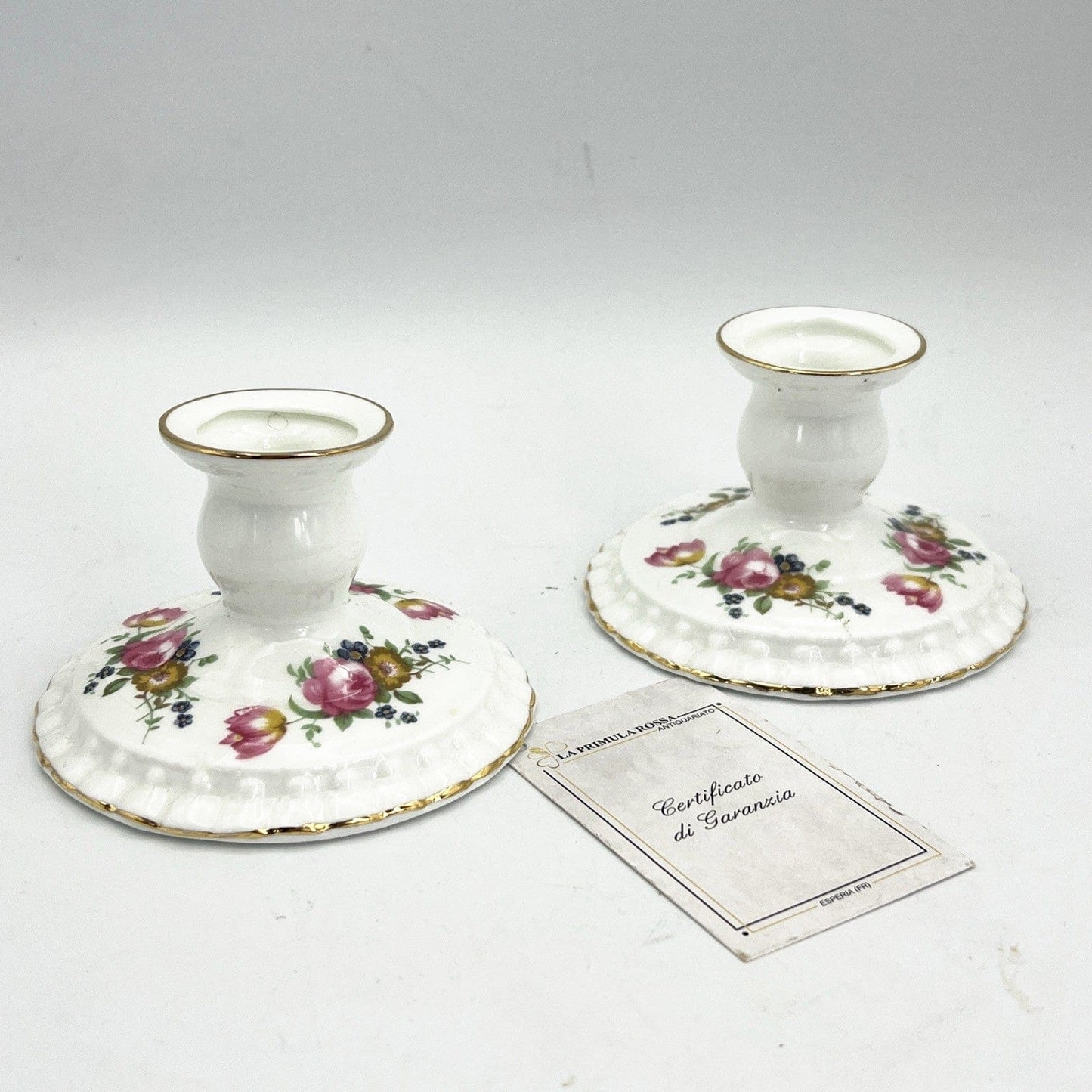 Antica Coppia di Porta candela singolo in porcellana inglese  candelabro candele Categoria  Altro