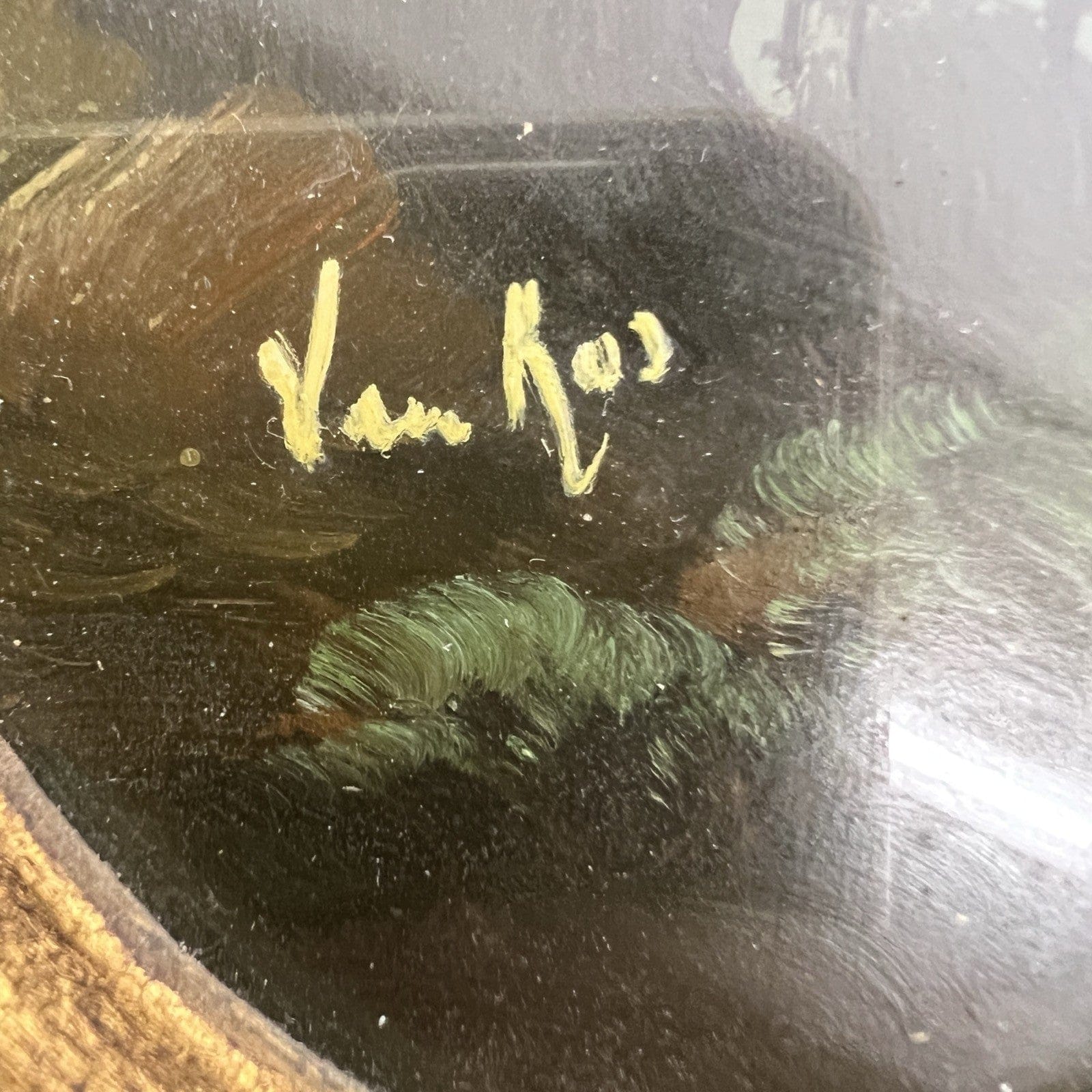 Antica Coppia di quadri Ovali dipinti a Olio su rame firmati in legno Oro Categoria  Quadri