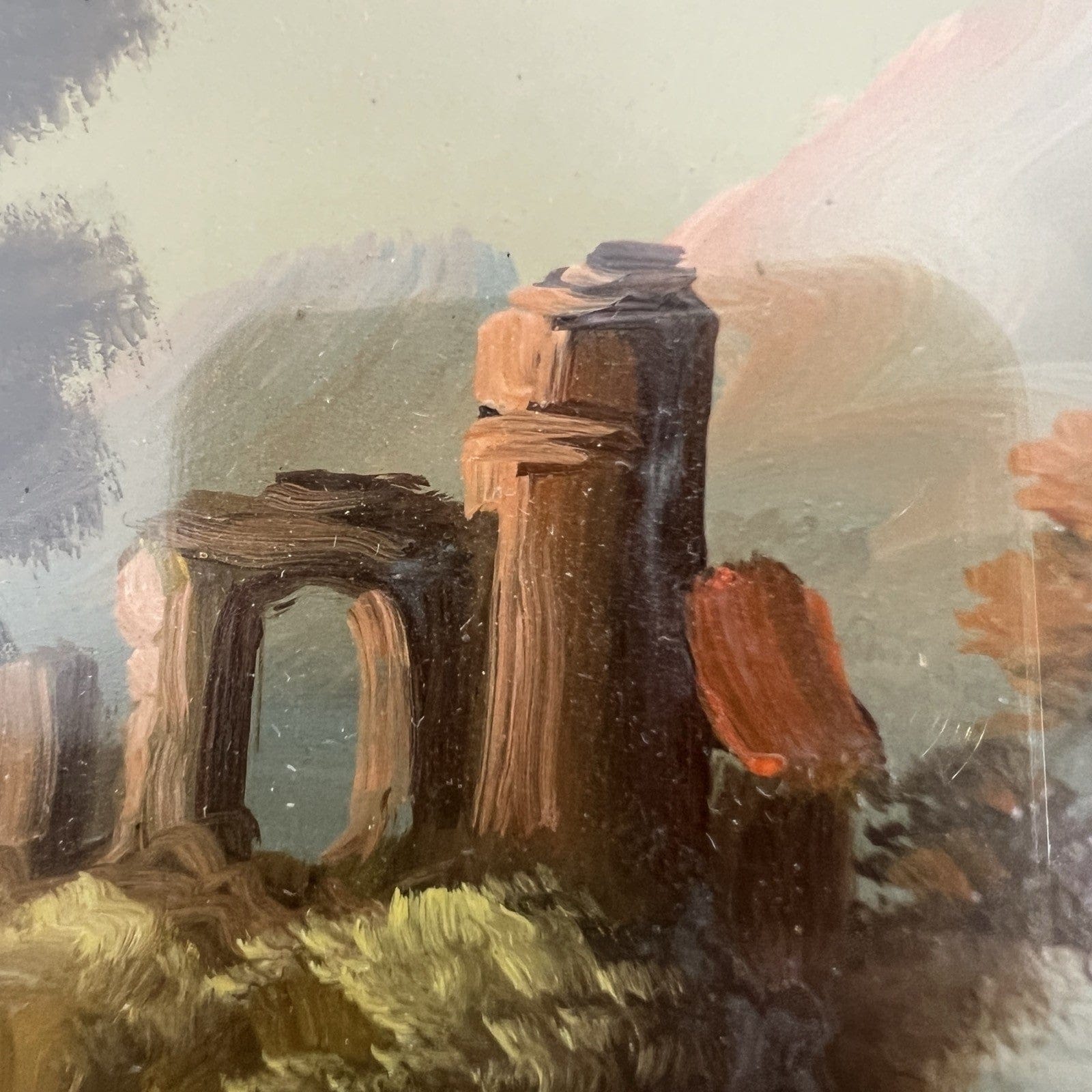 Antica Coppia di quadri Ovali dipinti a Olio su rame firmati in legno Oro Categoria  Quadri