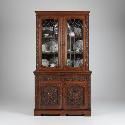 Antica credenza in rovere  Vetrina due ante Libreria inglese epoca 900 liberty Categoria  Vetrine