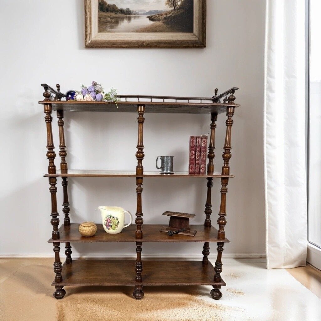 Antica Etagere libreria in legno noce mobile d'epoca 800 a più ripiani scaffale Categoria  Vetrine