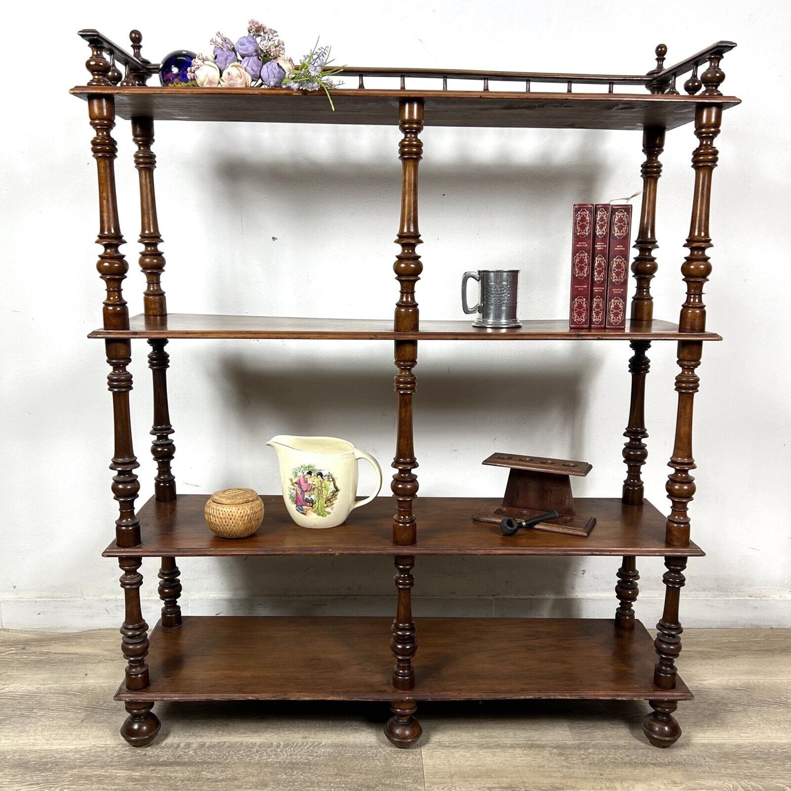 Antica Etagere libreria in legno noce mobile d'epoca 800 a più ripiani scaffale Categoria  Vetrine