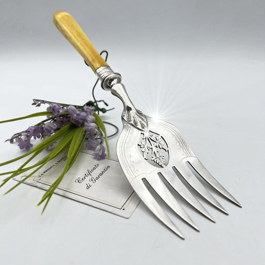 Antica forchetta da portata per pesce in Sheffield e Argento 925 traforata Categoria  Silver plated sheffield style