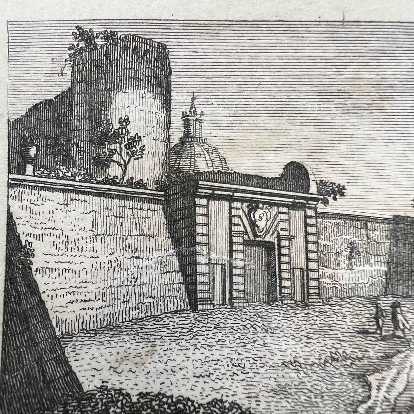 Antica Incisione acquaforte su Rame Veduta di Roma Porta Pertusa Vaticano ' 700 Categoria  Stampe e Incisioni